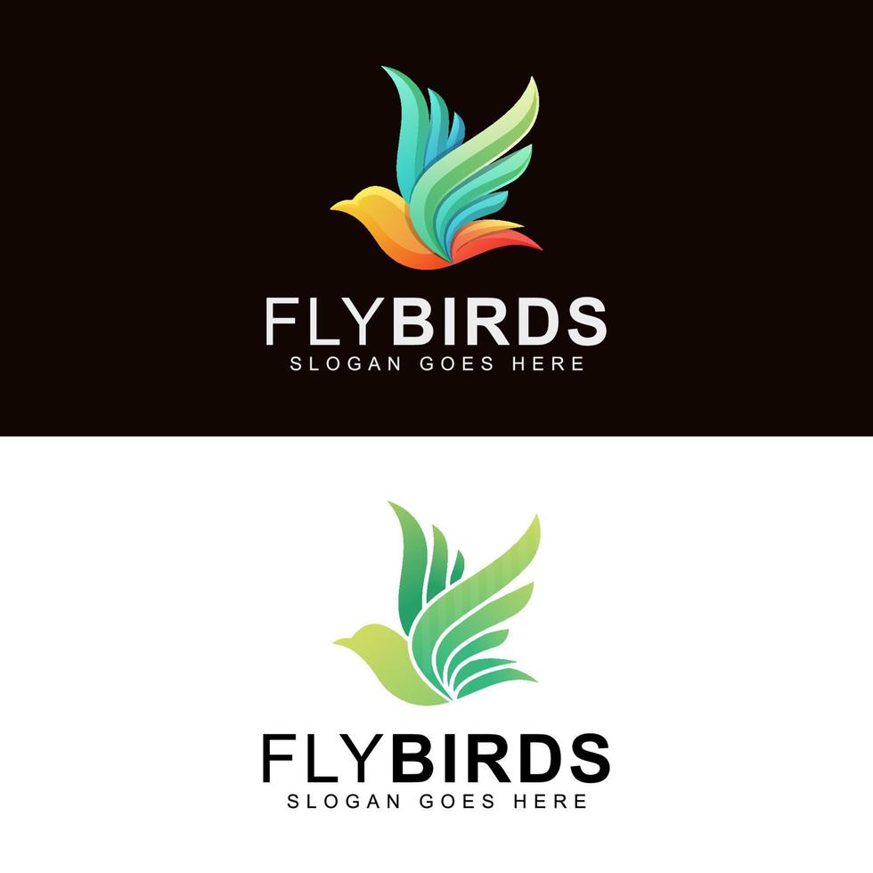 Fliegen Sie Vögel oder Taube Schönheit Logo Design Vektorvorlage zwei Version vektor