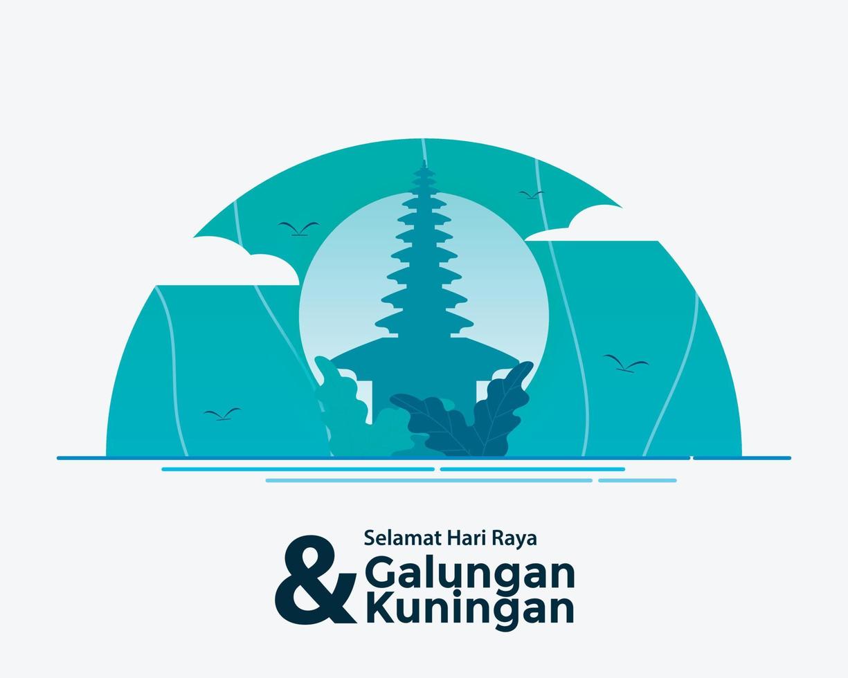 happy galungan kuningan hälsningsmall vektor