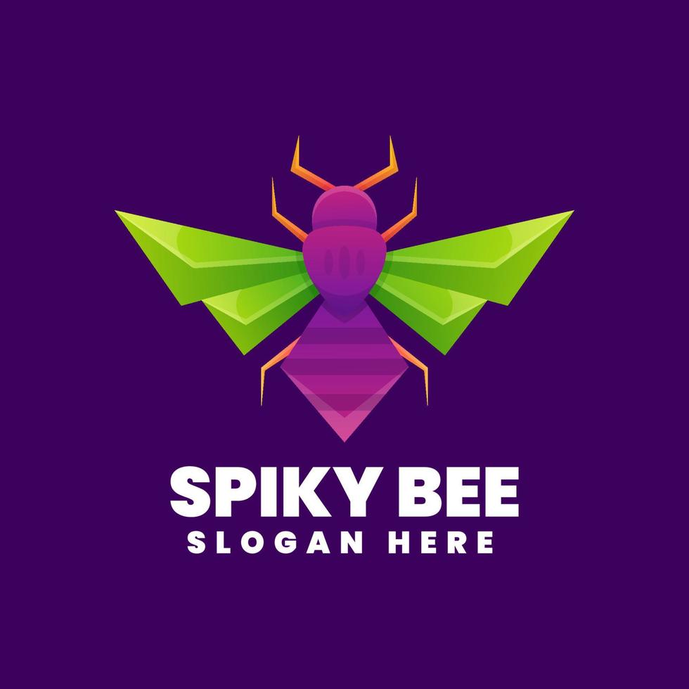 spiky bee logotyp, färgglad färggradient stil vektor