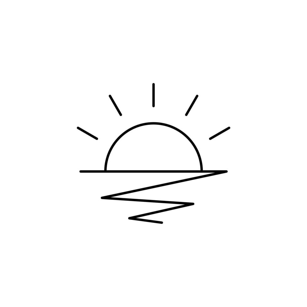 Sonnenaufgang, Sonnenuntergang, Sonne dünne Linie Symbol Vektor Illustration Logo Vorlage. für viele Zwecke geeignet.