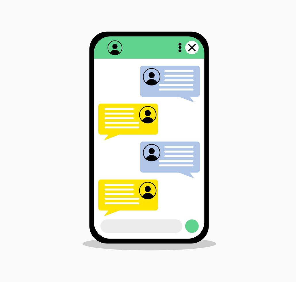 Abbildung Online-Chat-flaches Icon-Design. sprechblasenbenachrichtigung auf dem bildschirm. mit Freunden chatten und neue Nachrichten senden. Design-Vektorillustration der Chat-APP flache vektor