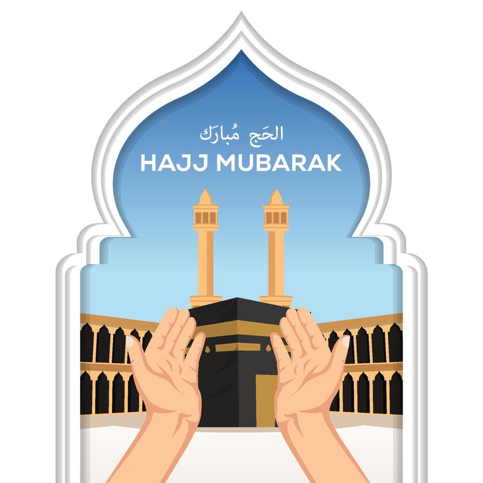 hajj mubarak illustrationsdesign mit heiliger kaaba vektor