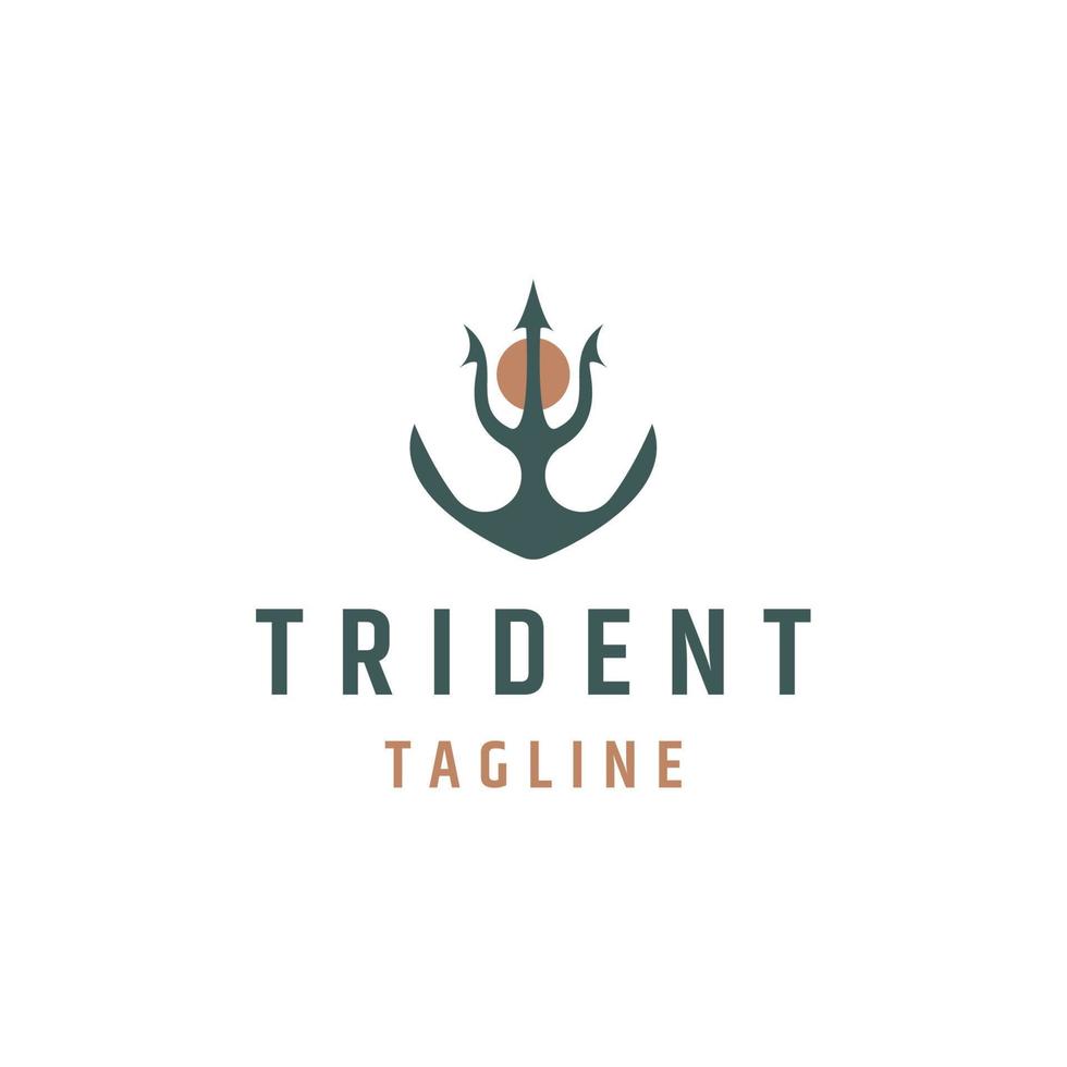 trident och ankare logotyp ikon designmall platt vektor