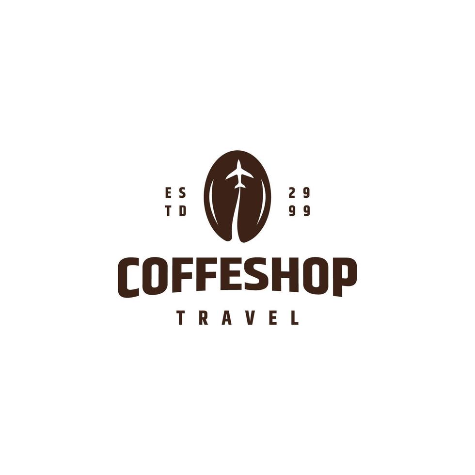 kaffeebohnen reisen logo icon design template flachen vektor