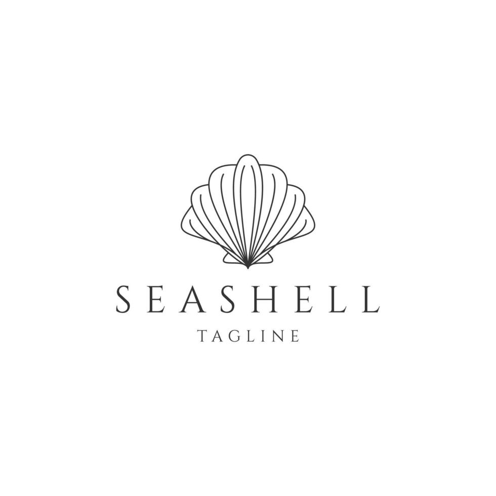 Sea shell linje logotyp ikon formgivningsmall platt vektor