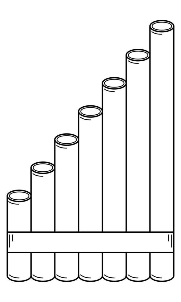 handritad panflöjt. nationella traditionella musikinstrument. doodle stil. skiss. vektor illustration