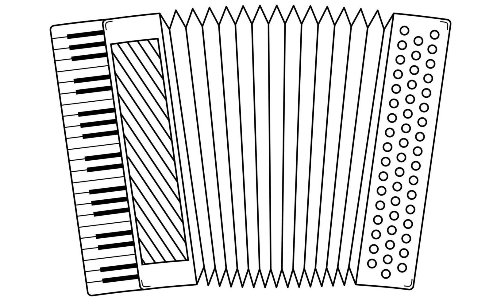 handritad dragspel. musikinstrument från harmoniska familjen. doodle stil. skiss. vektor illustration.