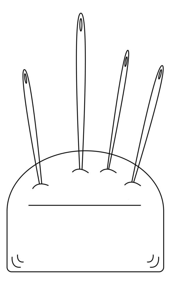 handritad kudde med broderi nålar. syverktyg. doodle scetch. vektor illustration