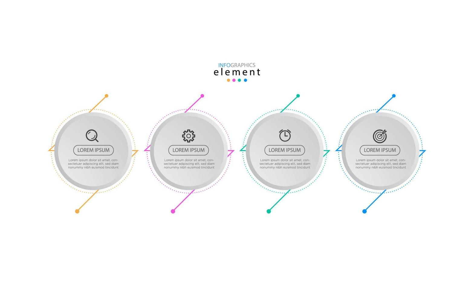 infographic vektor designmall med ikoner och 4 alternativ eller steg. kan användas för processdiagram, presentationer, arbetsflödeslayout, banner, flödesschema. eps10