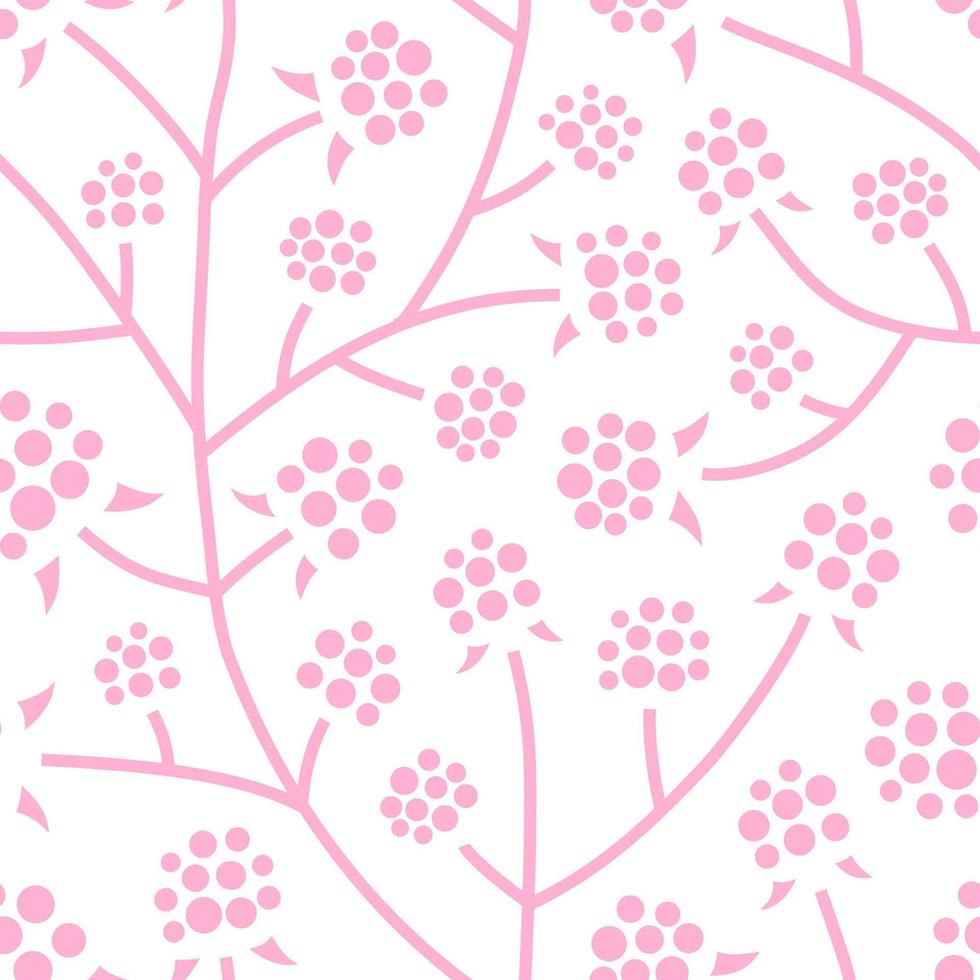 weißes, nahtloses Muster mit endlosen rosa Himbeerdickichten. perfekt für Verpackungen, Bettwäsche, Tapeten. vektor