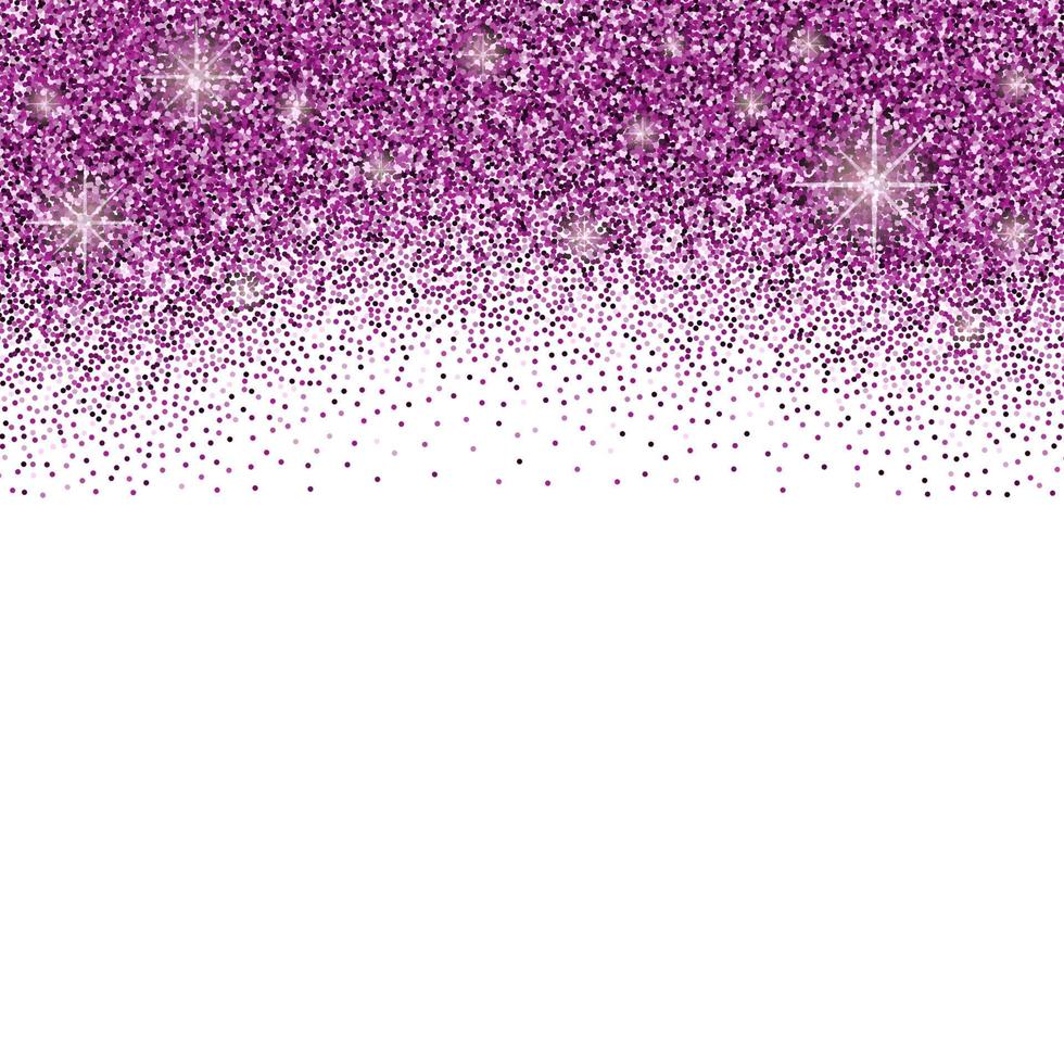 vit bakgrund med violetta glitter gnistrar eller konfetti och utrymme för text. vektor