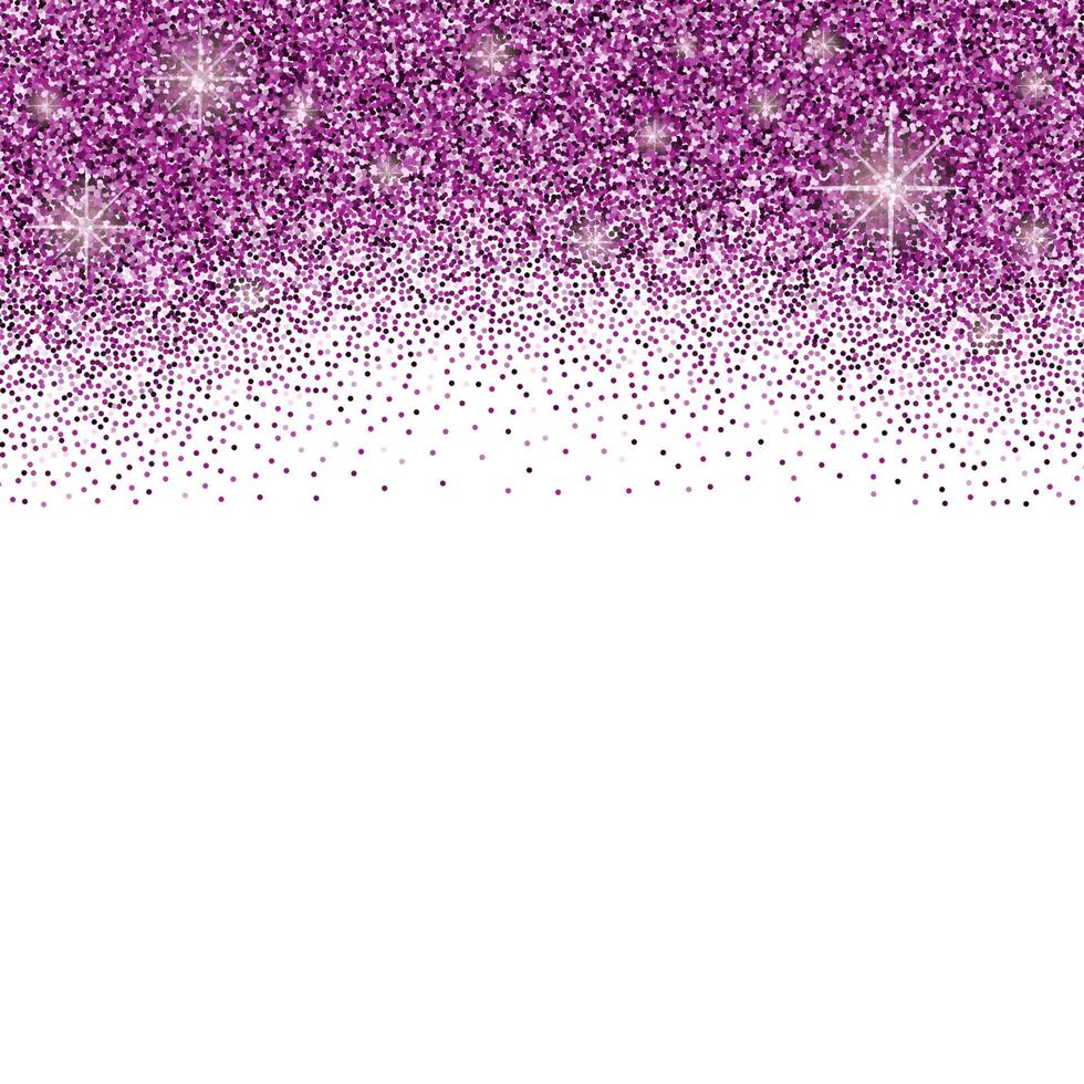 weißer hintergrund mit violettem glitzerfunkeln oder konfetti und platz für text. vektor