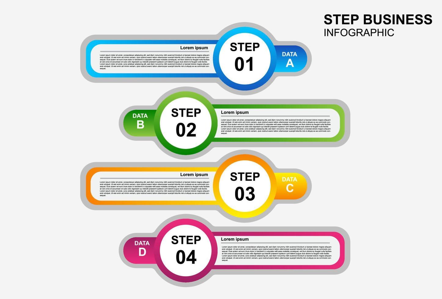 Infografik-Elementdesign mit 4 Stufen für Präsentation und Geschäft. vektor