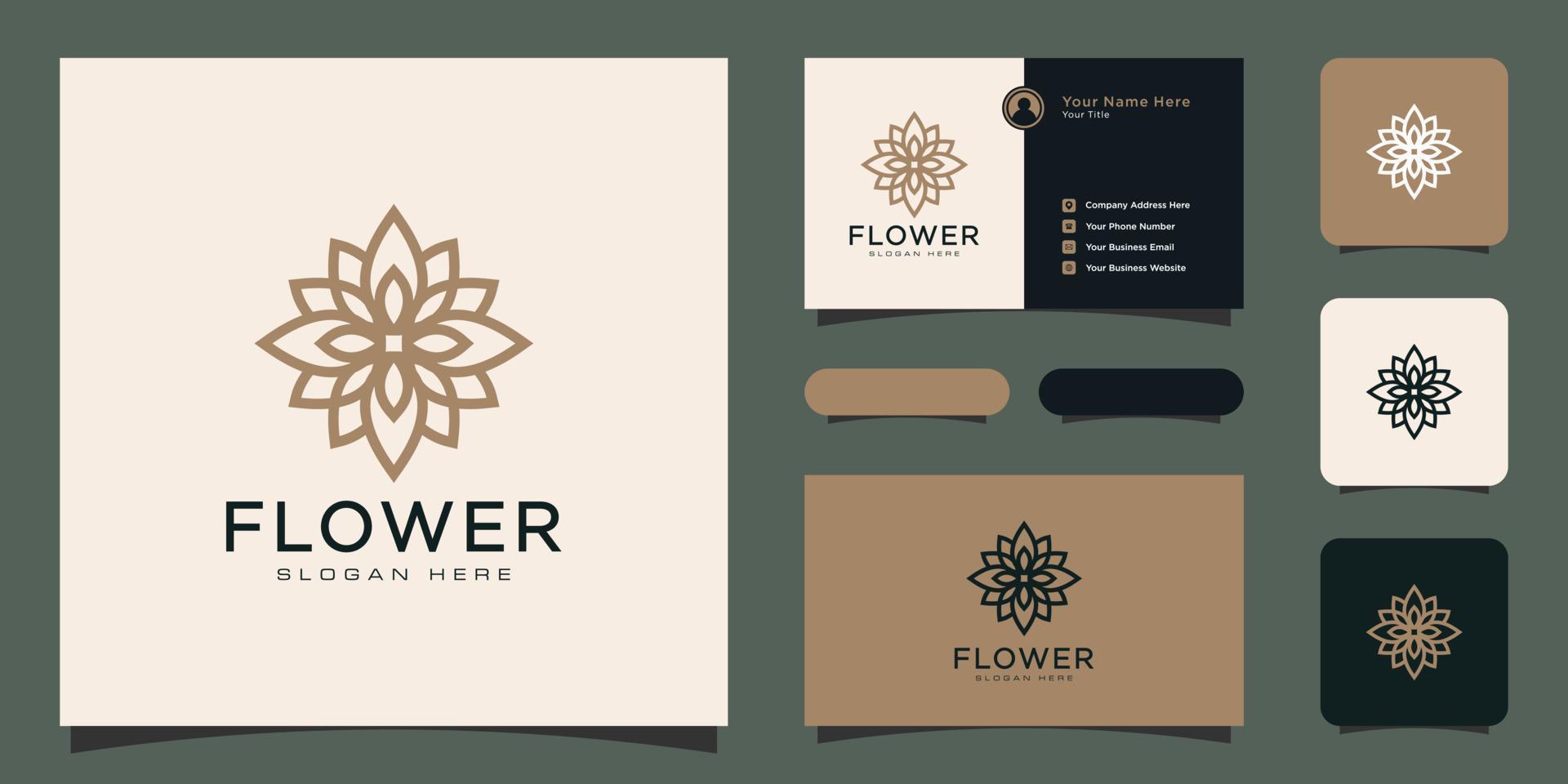 Blumen-Monolin-Luxus-Logo mit Visitenkarten-Design vektor