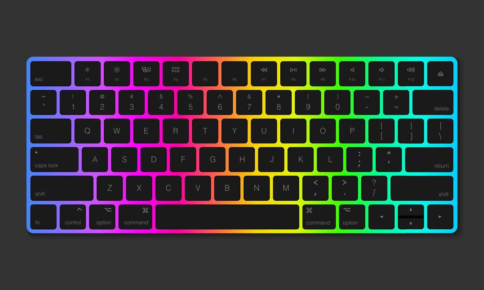 rgb-effekt der gaming-tastatur, vektorillustration vektor