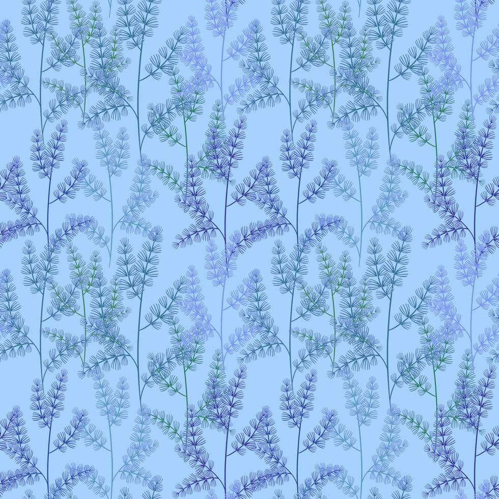 sömlöst gräs mönster. ört på en blå bakgrund vektor