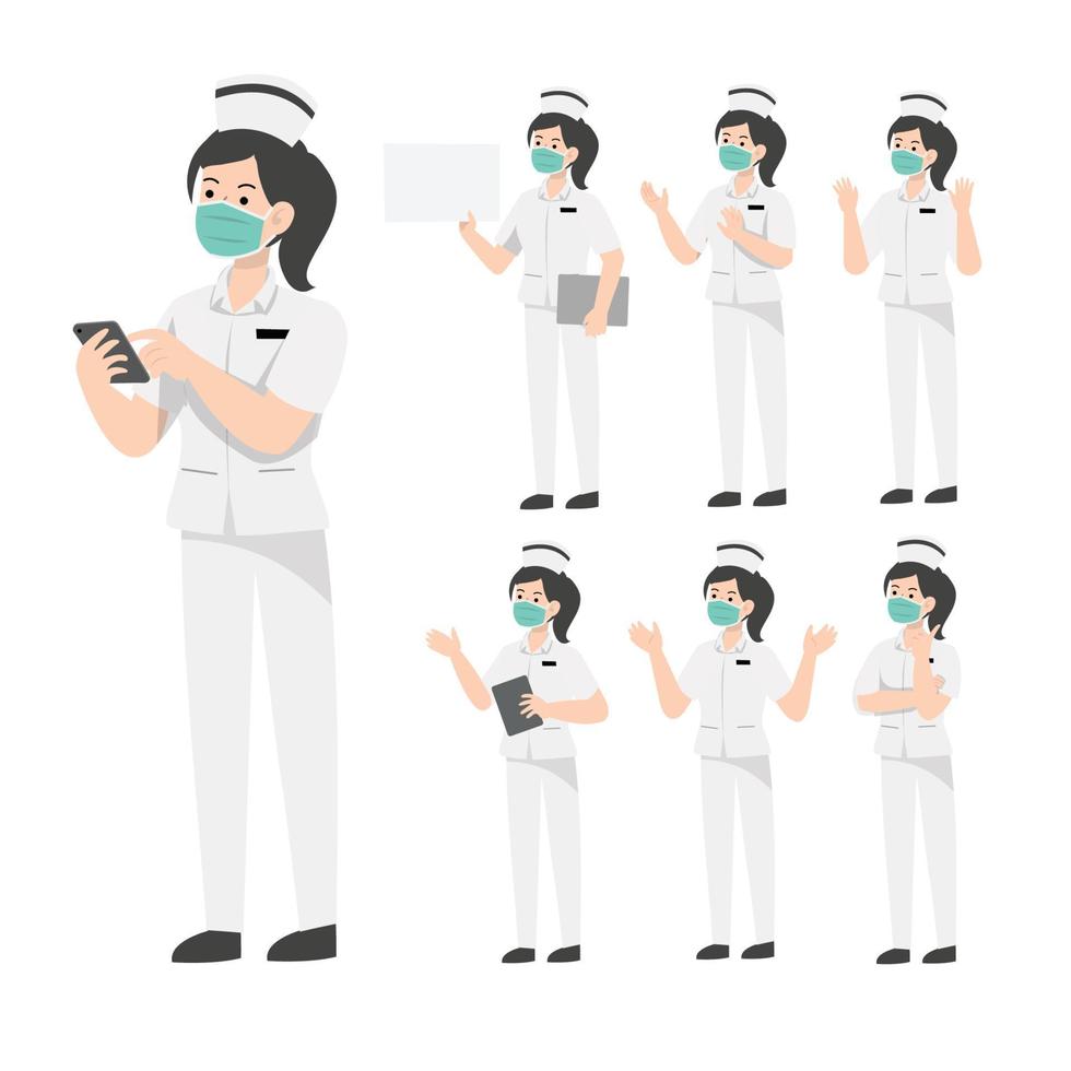 sjuksköterska karaktär design presentera koncept vektor