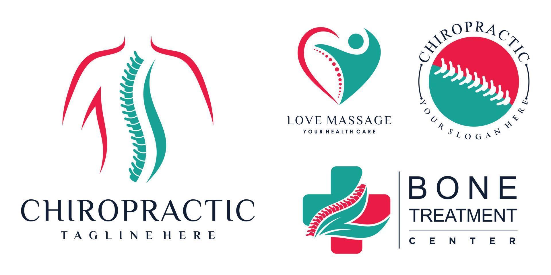 Chiropraktik-Icon-Set-Logo-Design-Kollektion für Massagetherapie mit einzigartigem Konzept-Premium-Vektor vektor