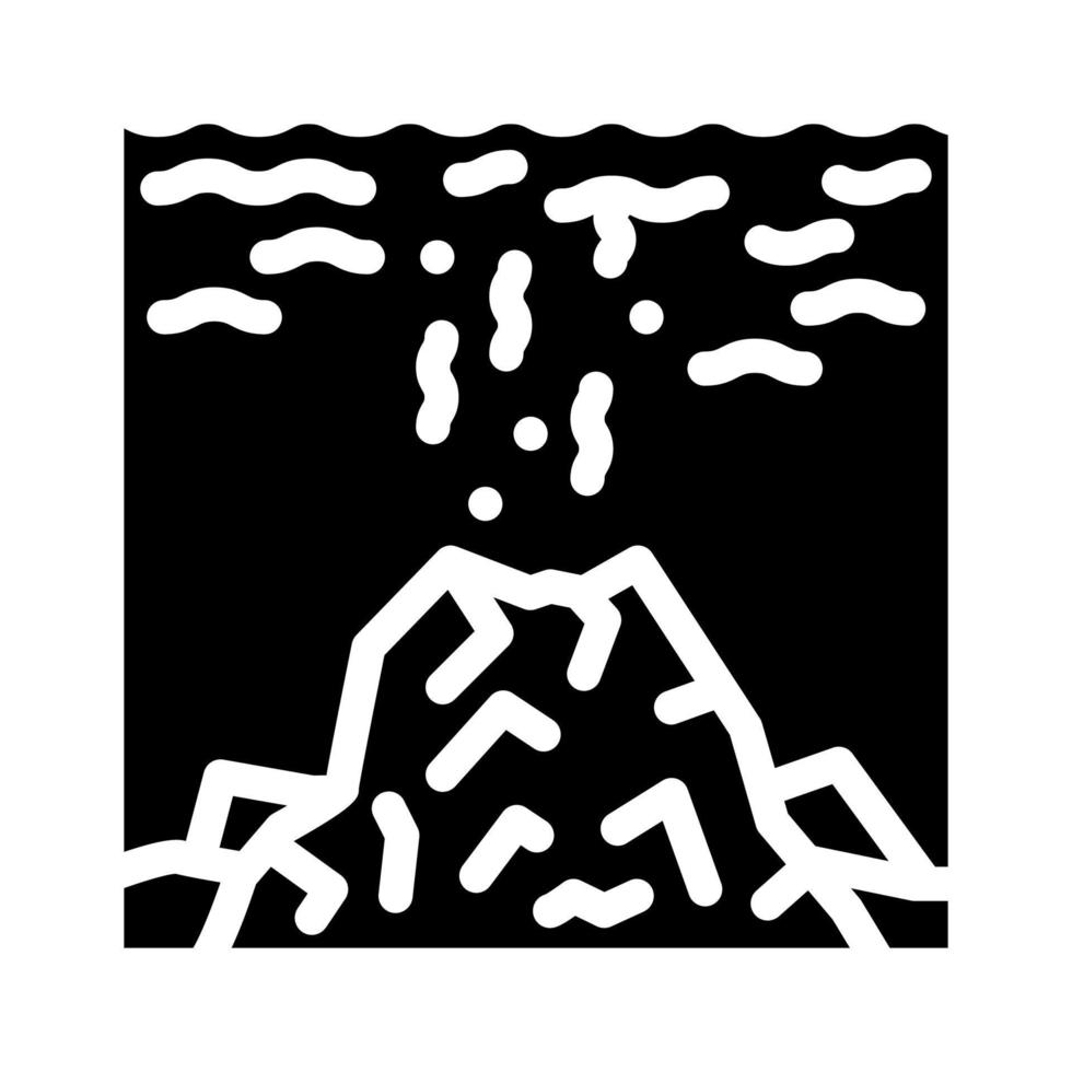 Vulkan unter Wasser Glyphen-Symbol-Vektor-Illustration vektor