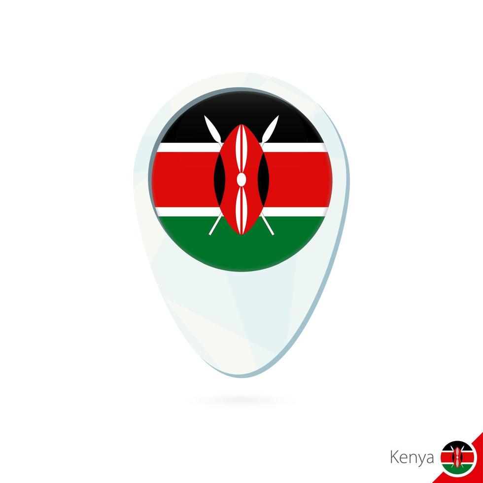 Kenia-Flaggen-Lageplan-Pin-Symbol auf weißem Hintergrund. vektor