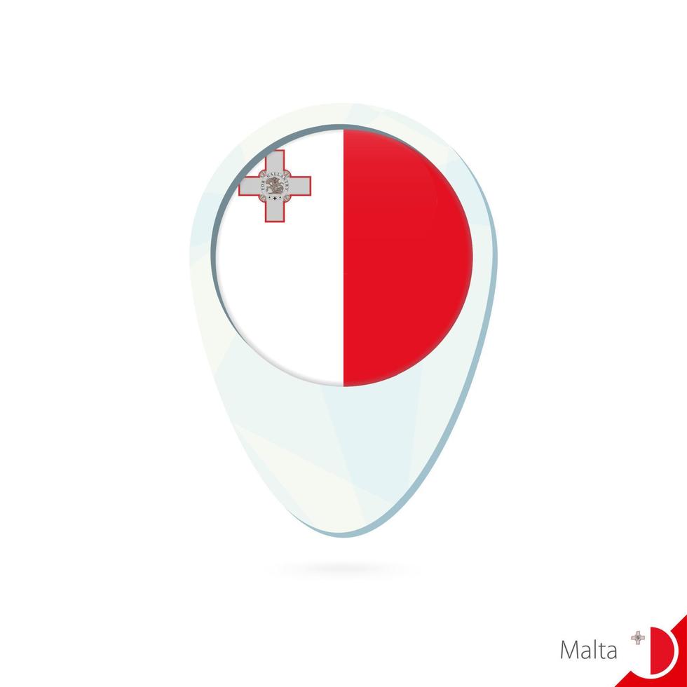 Malta-Flaggen-Lageplan-Pin-Symbol auf weißem Hintergrund. vektor