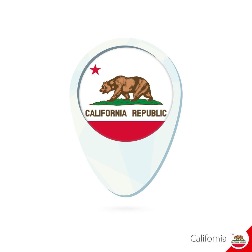 Usa-Bundesstaat Kalifornien Flagge Lageplan Pin-Symbol auf weißem Hintergrund. Vektor-Illustration. vektor