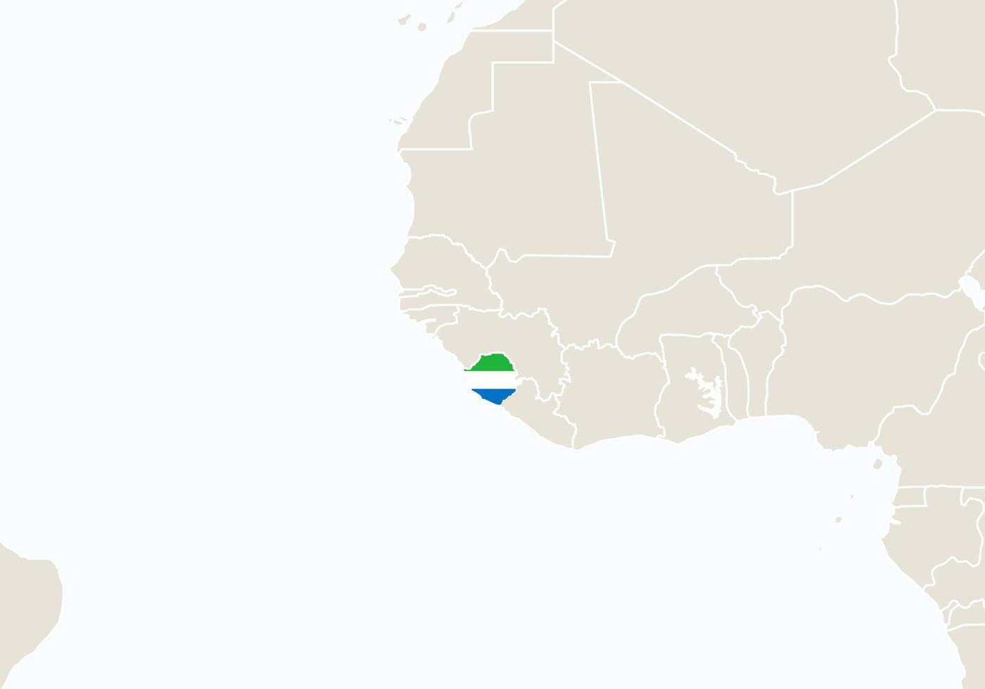 Afrika med markerad Sierra Leone-karta. vektor