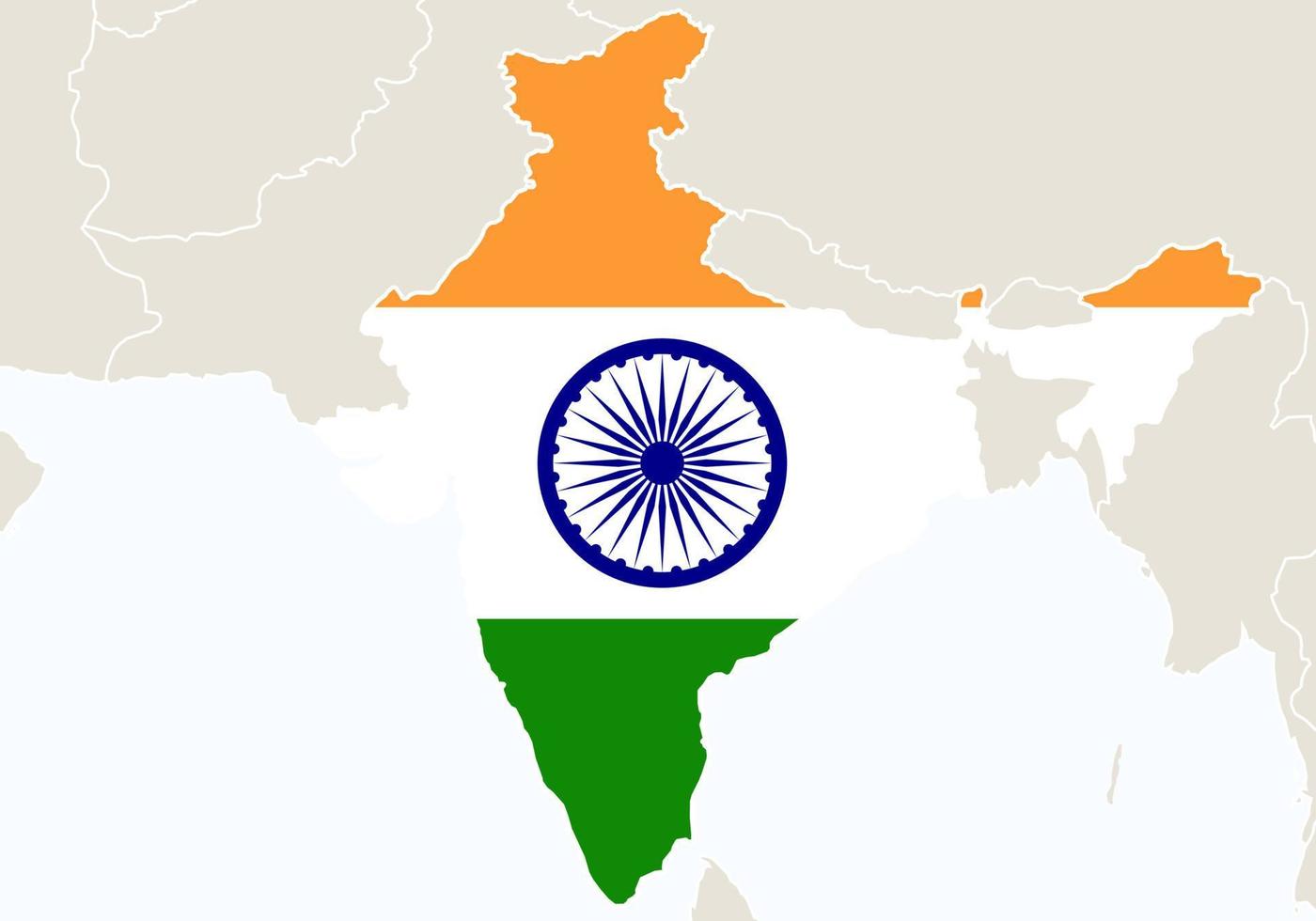 asien med markerad Indien-karta. vektor