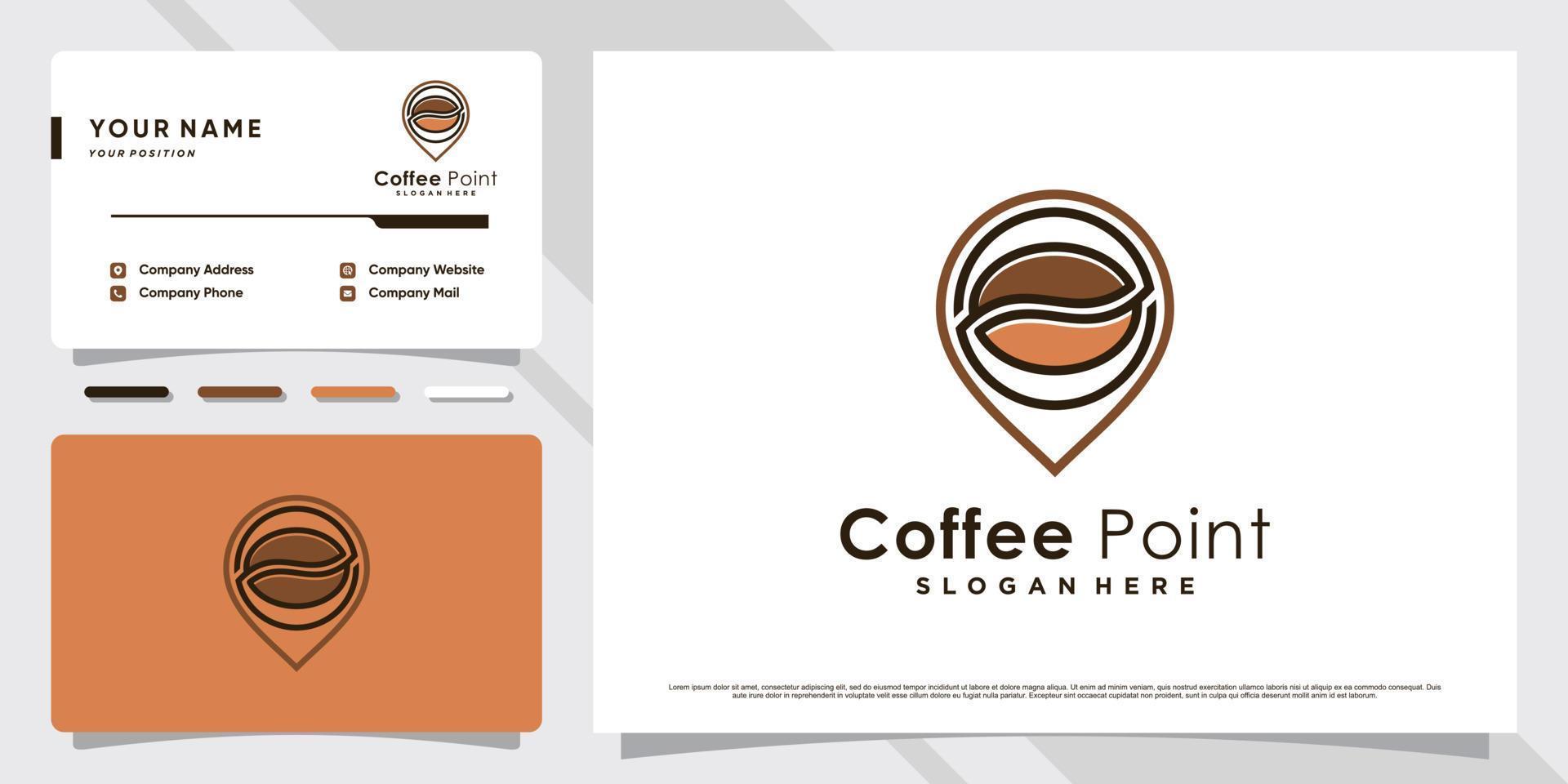 Kaffeepunkt-Symbol-Logo-Design-Inspiration mit Premium-Vektor der Visitenkartenvorlage vektor