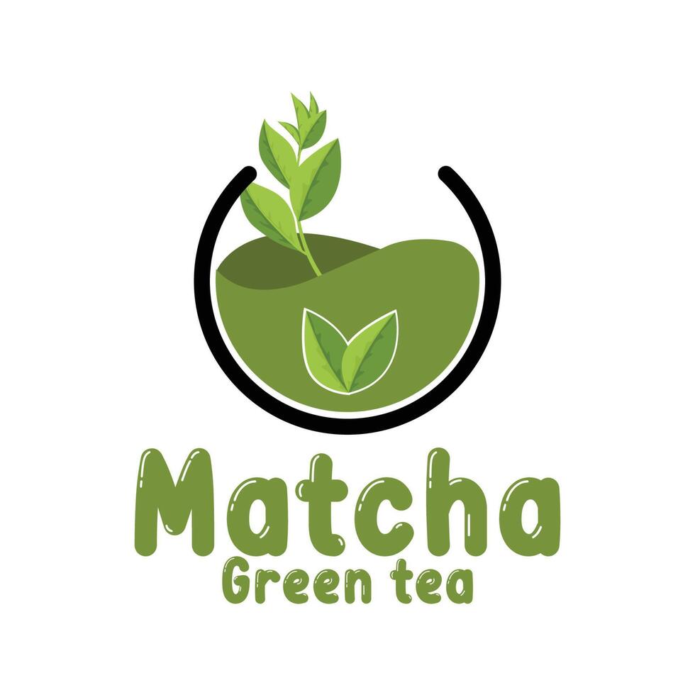 vektor illustration av grön växt matcha logotyp gjord som matcha drink eller matcha dessert, grönt te design