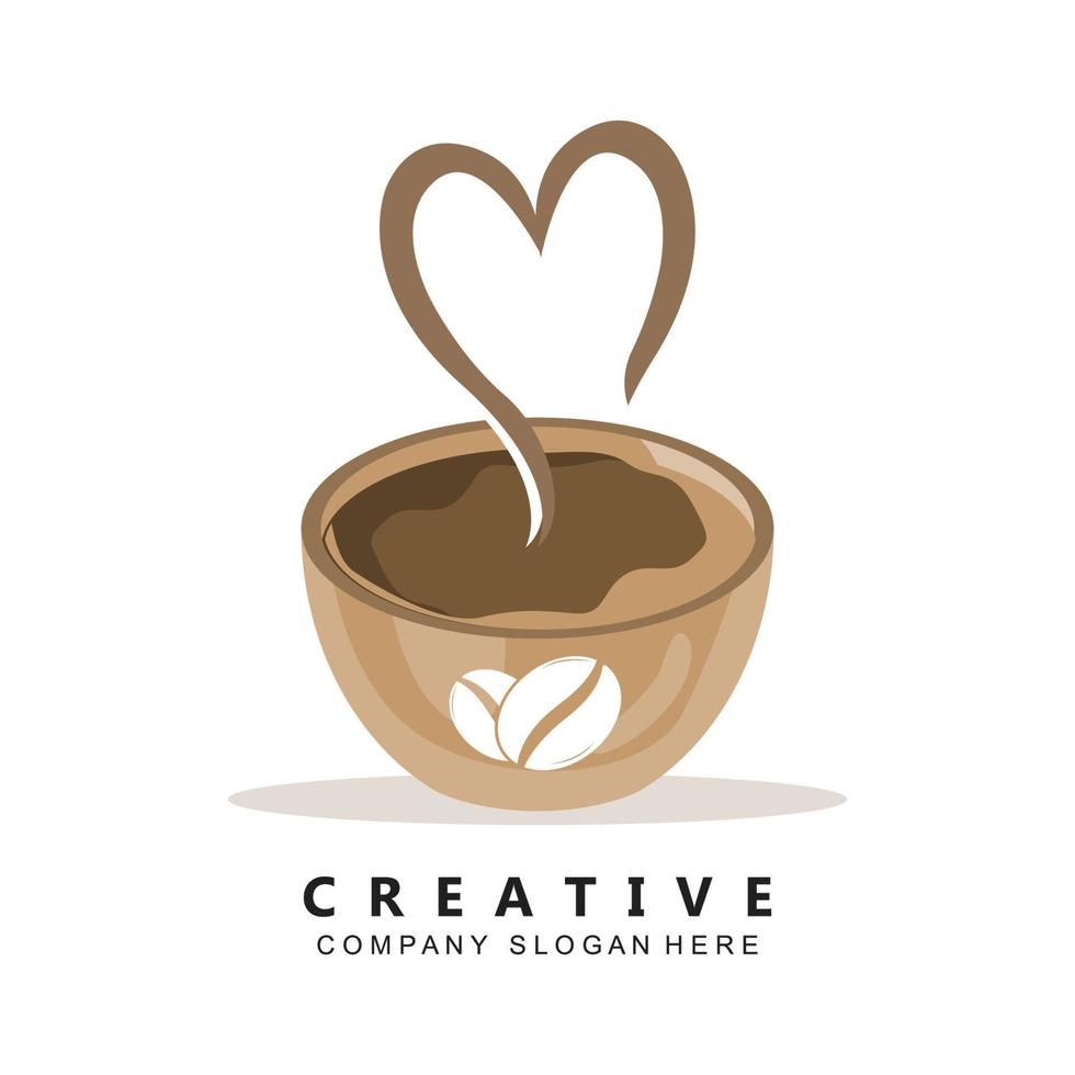 Kaffeebohne-Pflanzenlogovektor für Kaffeegetränk-Designillustration vektor