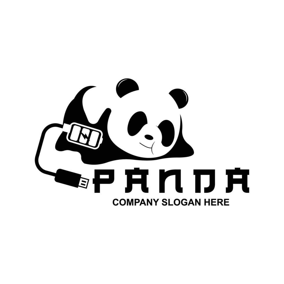 söt panda logotyp vektordesign, djur bakgrundsillustration vektor