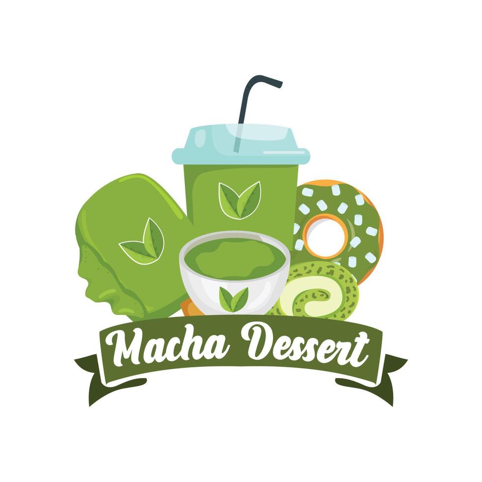 vektor illustration av grön växt matcha logotyp gjord som matcha drink eller matcha dessert, grönt te design