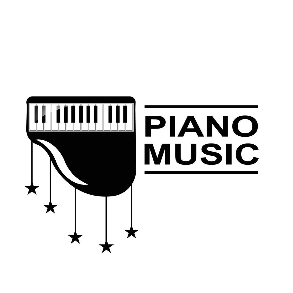 Piano-Musikinstrument-Logo-Vektor, Hintergrunddesign, Siebdruck, Aufkleber und Unternehmen vektor
