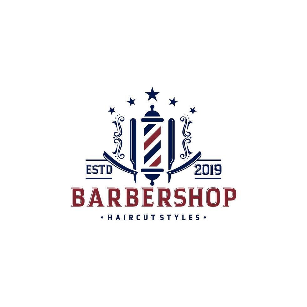 Vintage Barbershop-Logo-Vektorvorlage vektor