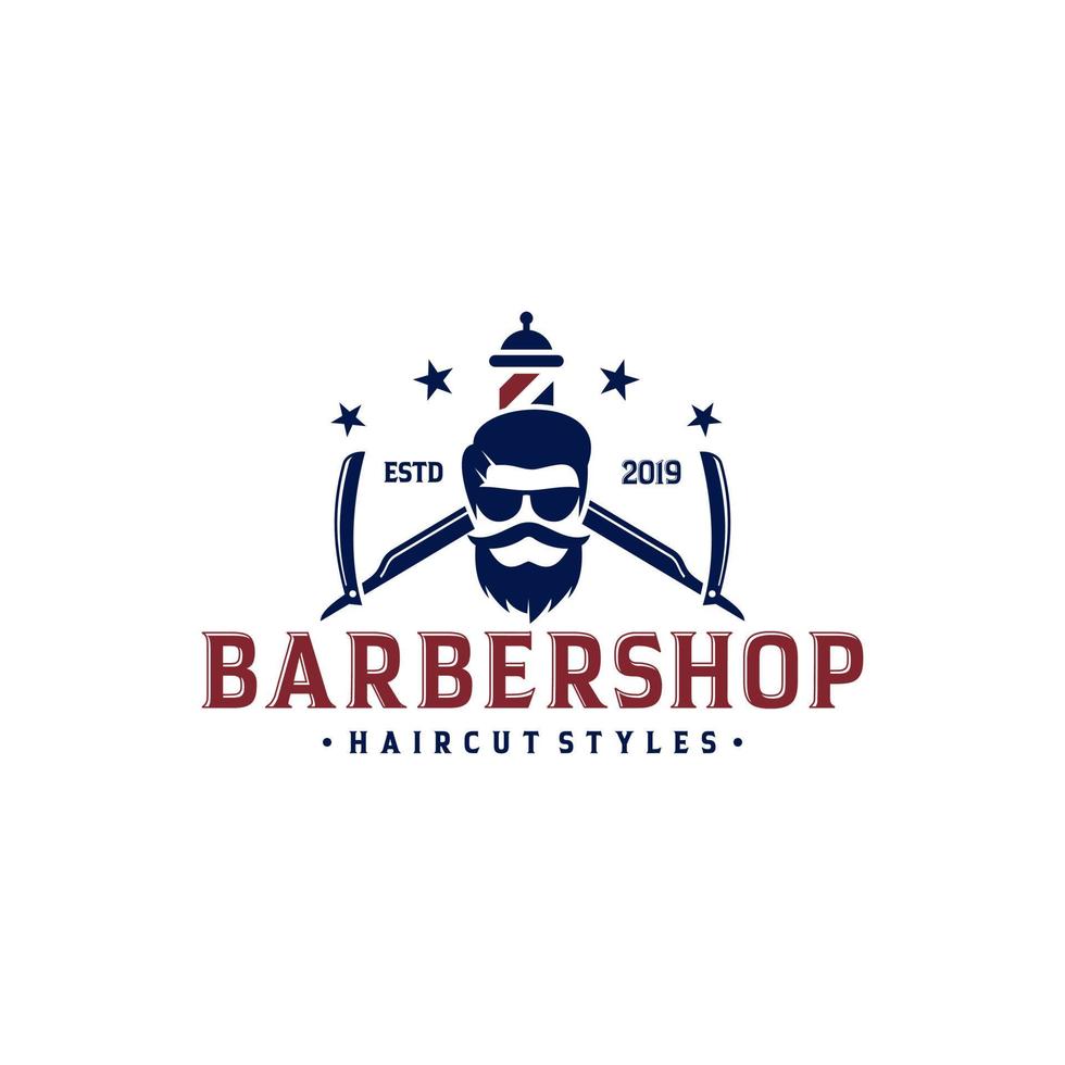 vintage barbershop logotyp vektor mall