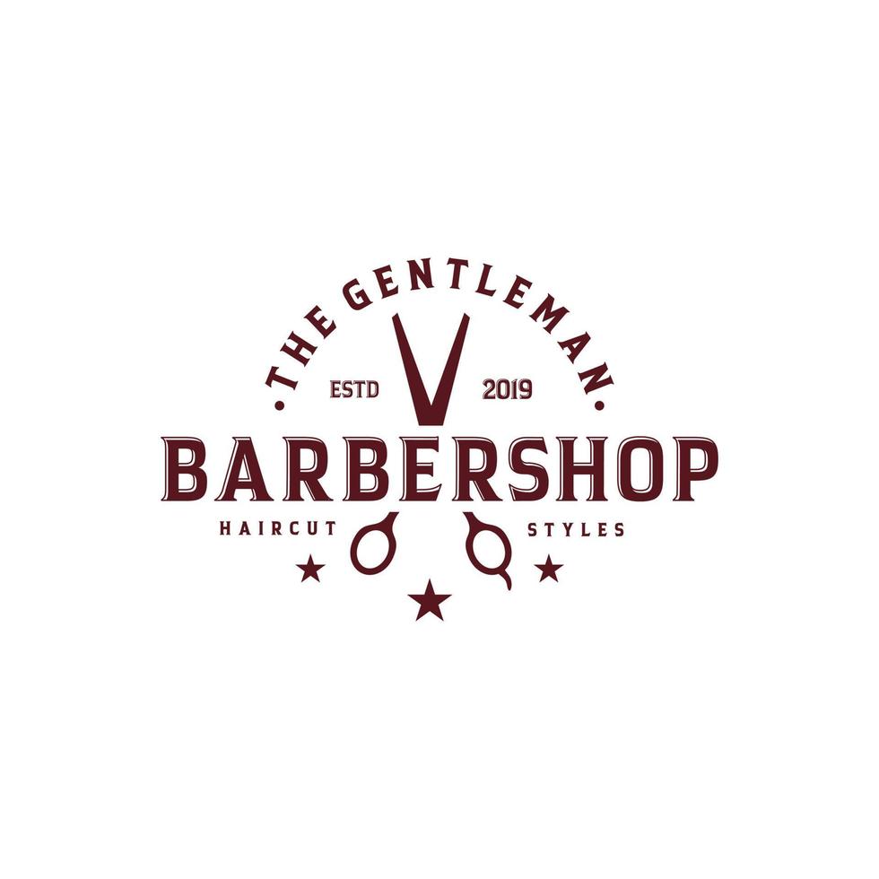 vintage barbershop logotyp vektor mall