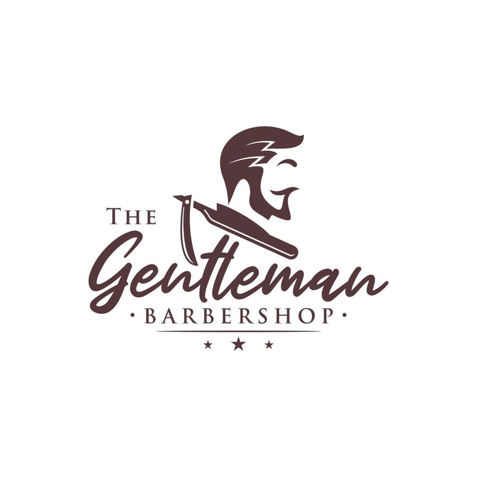 vintage barbershop logotyp vektor mall