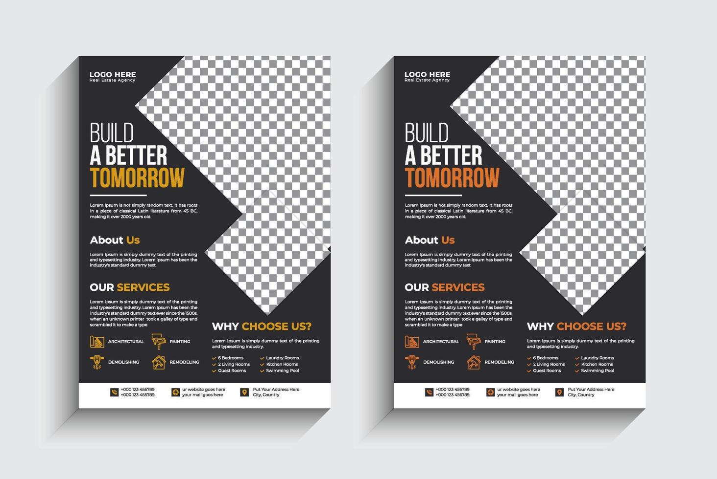 Bau-Flyer-Layout-Template-Design kostenloser Vektor