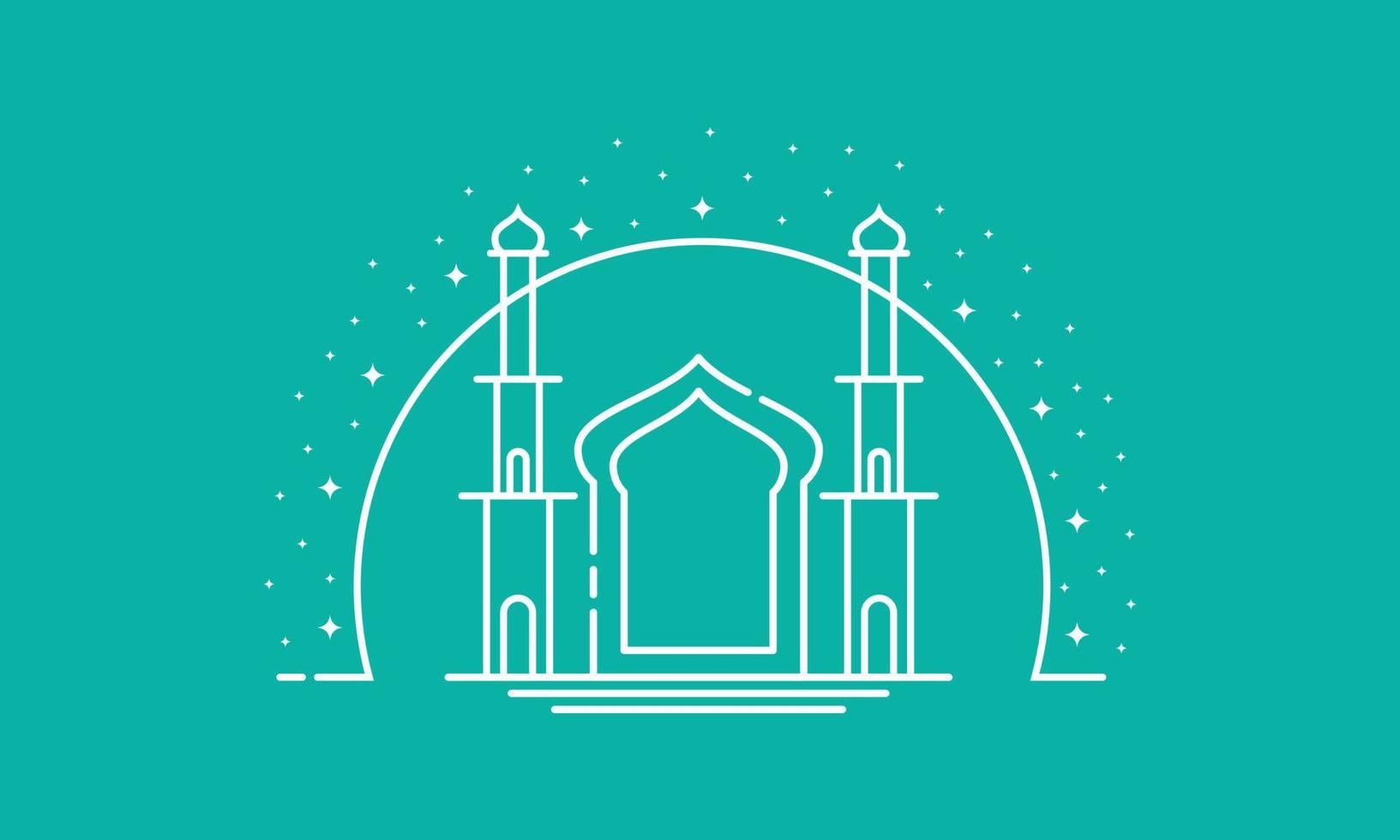 Moschee dünne Linie Hintergrundvorlage Kopierraum vektor