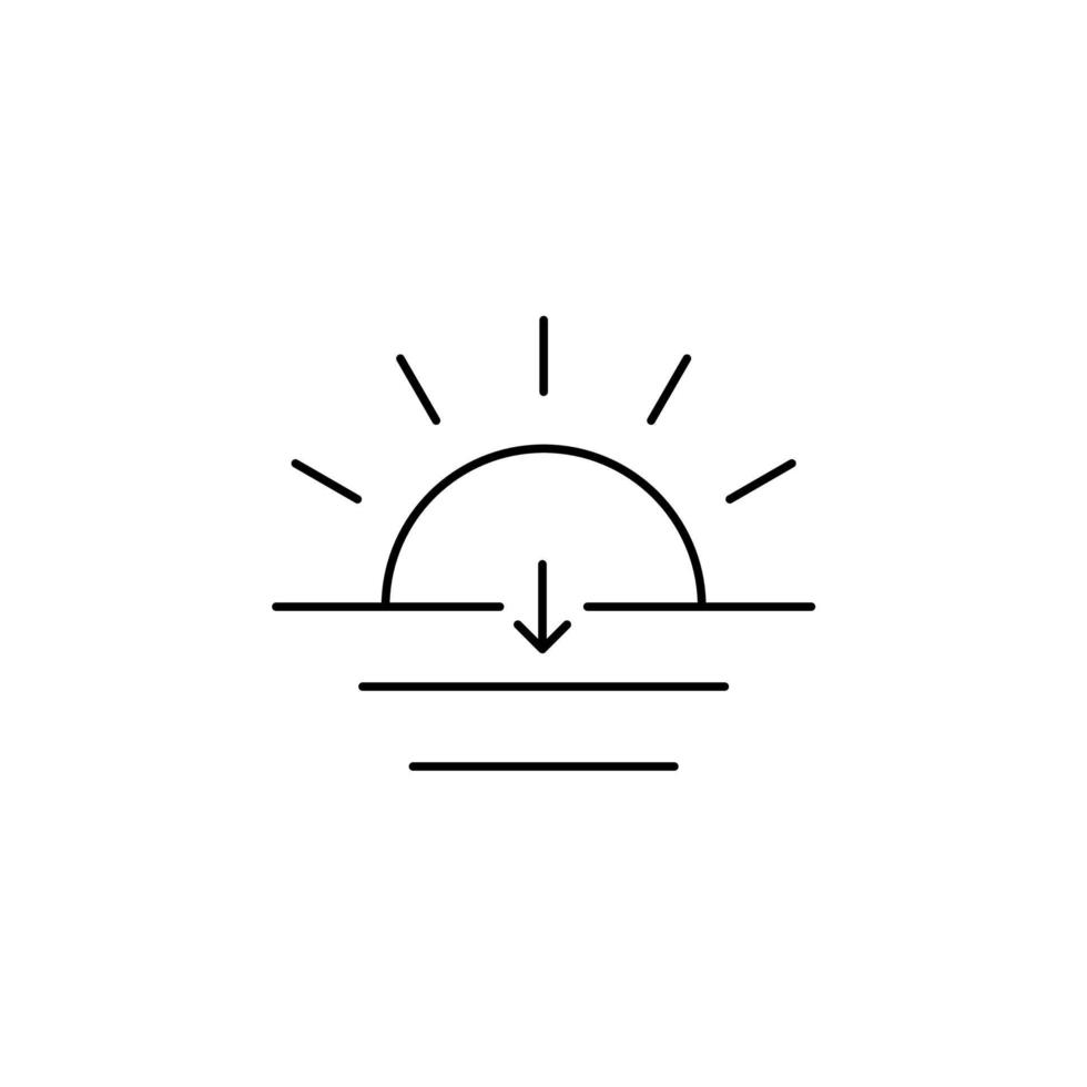 soluppgång, solnedgång, sol tunn linje ikon vektor illustration logotyp mall. lämplig för många ändamål.