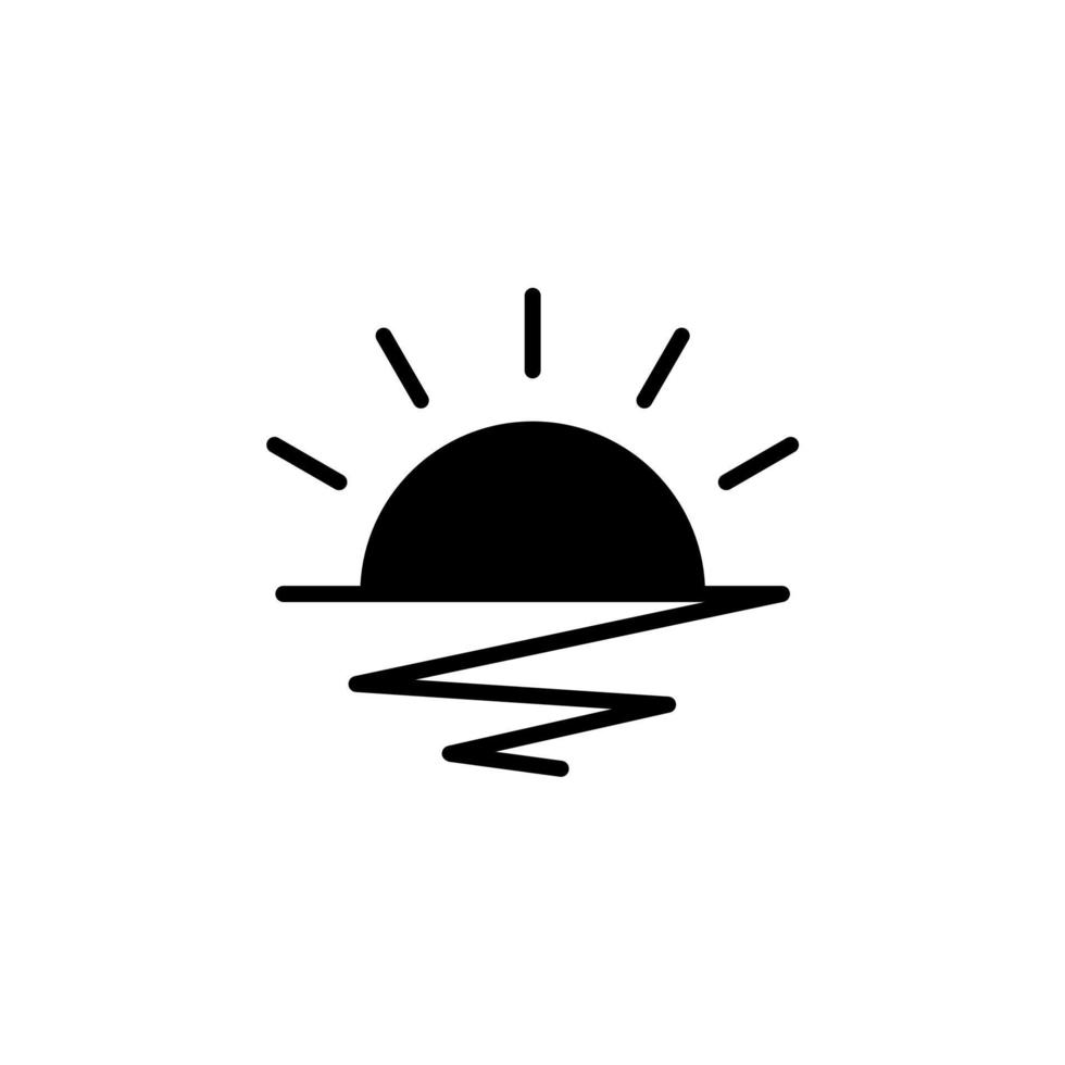 Sonnenaufgang, Sonnenuntergang, Sonne durchgezogene Linie Symbol Vektor Illustration Logo Vorlage. für viele Zwecke geeignet.