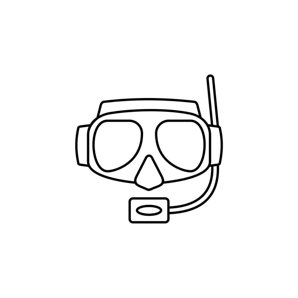 dykmask, snorkel, badkläder, snorkling tunn linje ikon vektor illustration logotyp mall. lämplig för många ändamål.