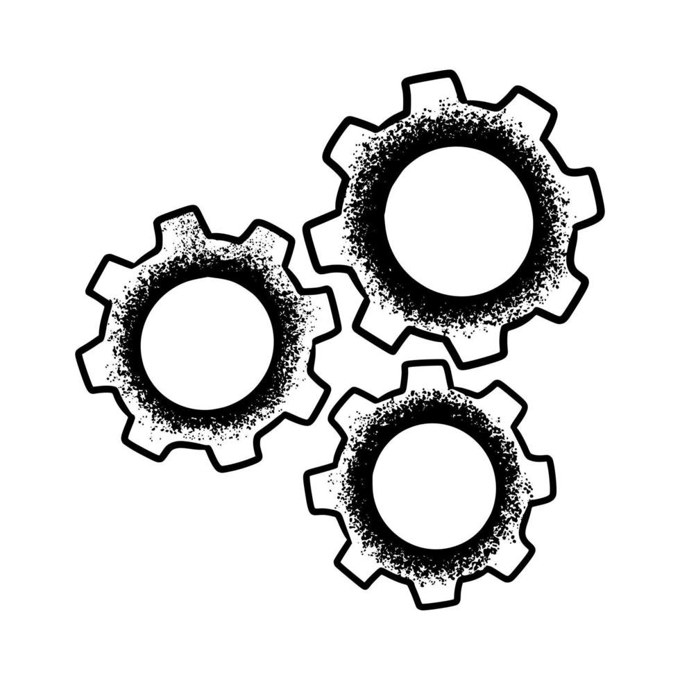 handgezeichneter Zahnradsatz. Gekritzelskizzenartkonzept der Geschäftsidee. Vektor-Illustration. vektor