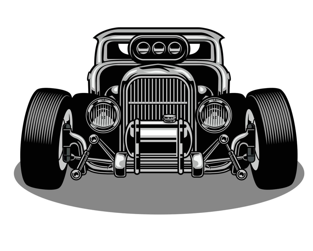 Ein klassisches Auto im Vektorillustrationsdesign in Schwarz-Weiß-Farbe 9 vektor