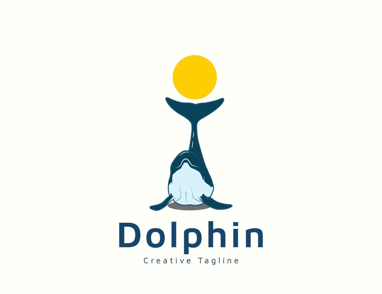 delfin med sol logotyp design vektor