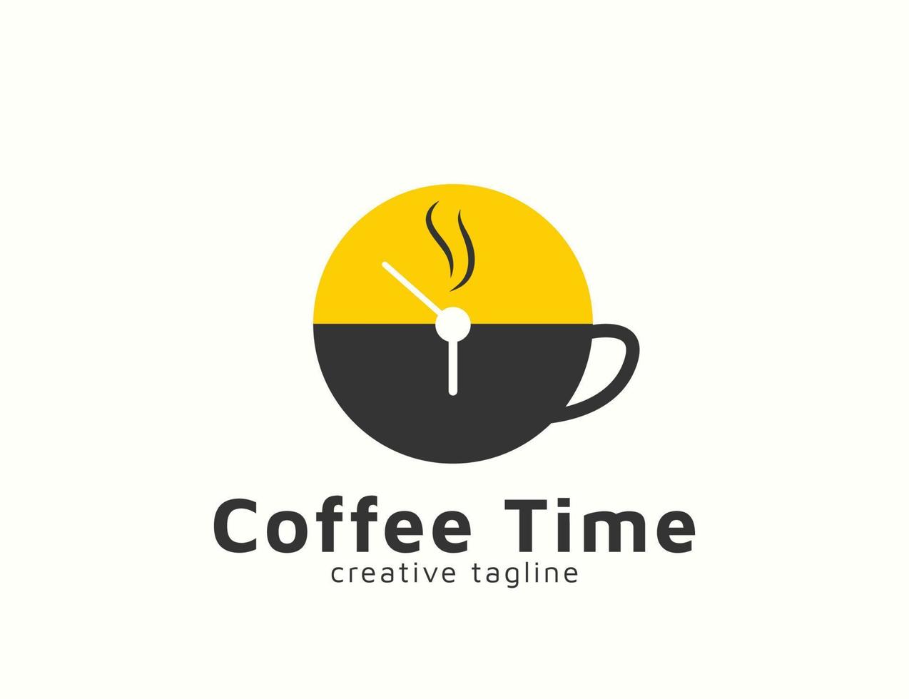 Kaffeezeit-Logo mit Stundenzeiger-Design vektor