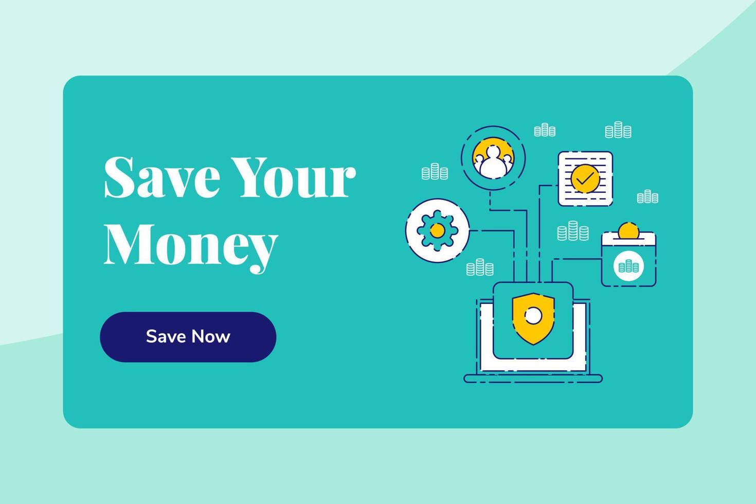 Template Landing Page Web Banner Sparen Sie Ihr Geld Vektor flache Illustration