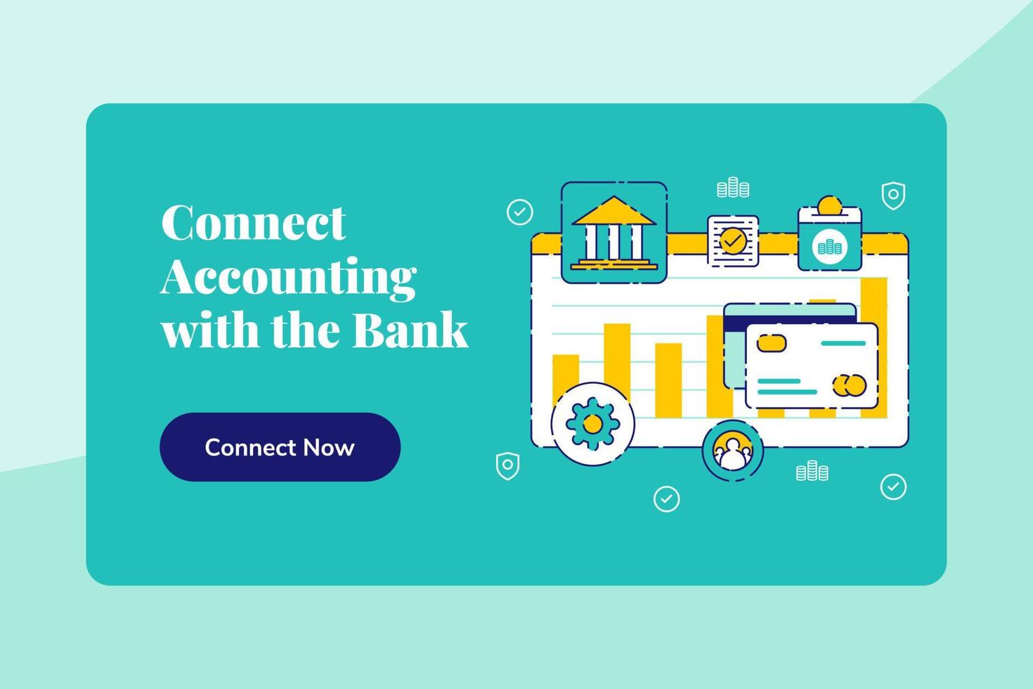 Template Landing Page Web Banner Connect Buchhaltungsbank Sparen Sie Ihr Geld Vektor flache Illustration