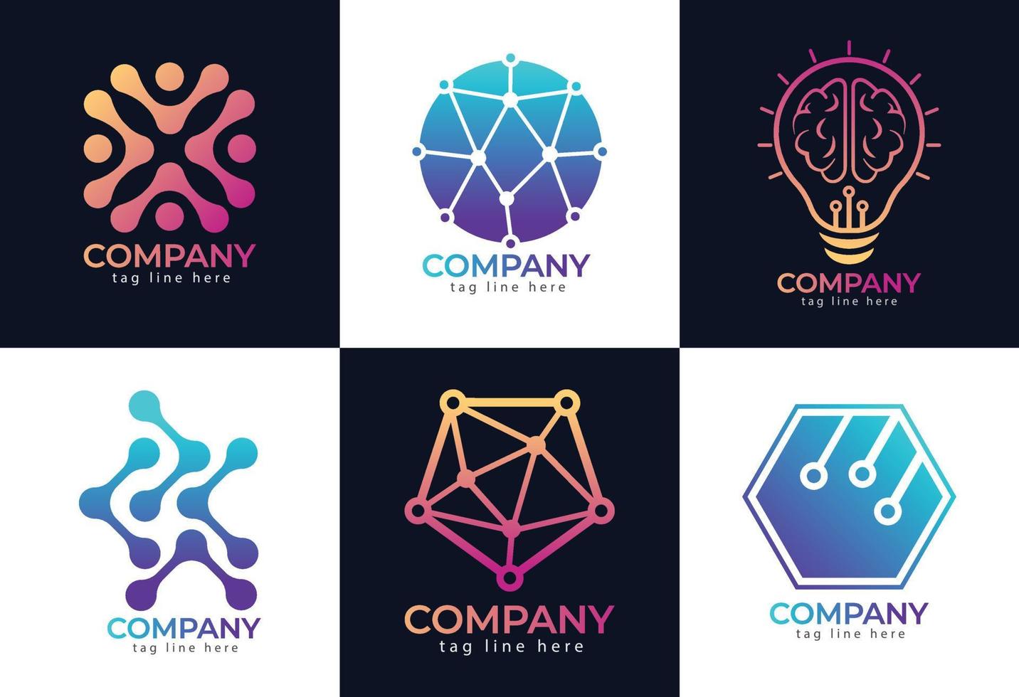 logotypsamling med premiumteknologi, gratis premium vektordesign och gradientfärg. logotypdesign i minimalistisk stil. vektor